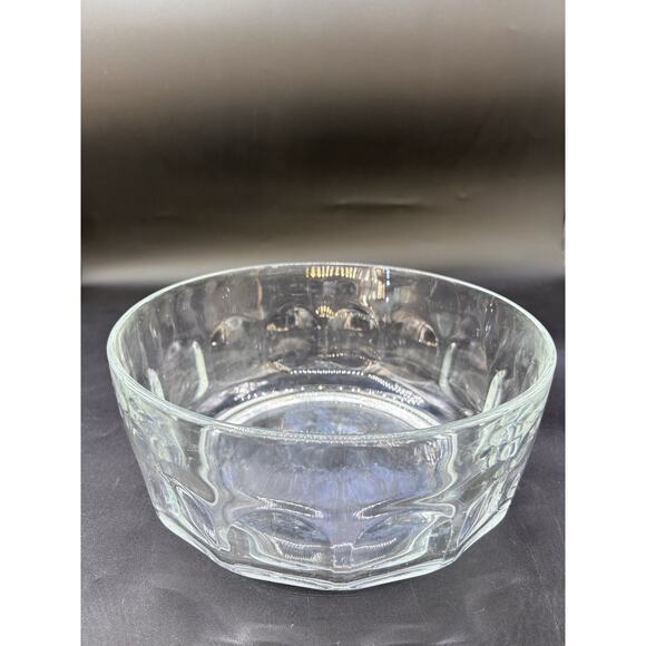 Arcoroc France Thumbprint Glass Lg Serving Bowl Dessert Fruit Salad 9" - Picture 1 of 4